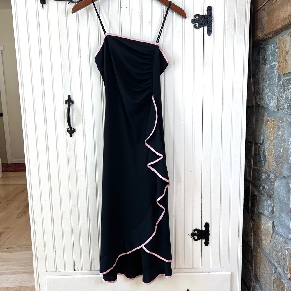 Vintage Y2K Pink/Black Ruffle Slip Dress Fairy Whimsygoth Size Small or XS